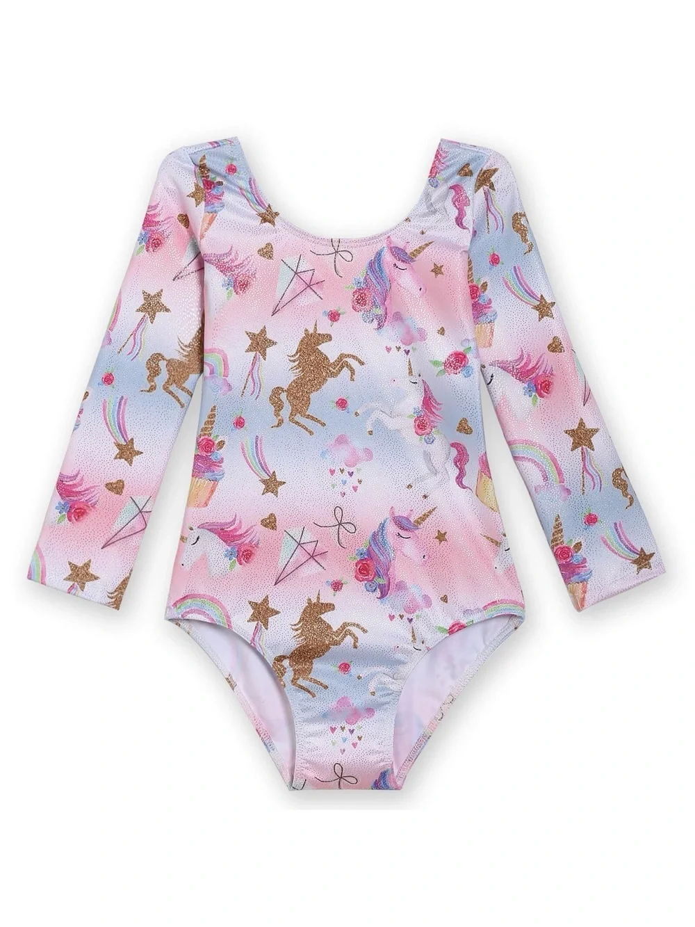 Sparkly Rainbow Long Sleeve Unicorn Gymnastics Leotard